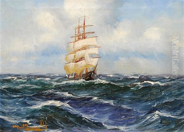 Vollsegler Oil Painting by Alfred Serenius Jensen