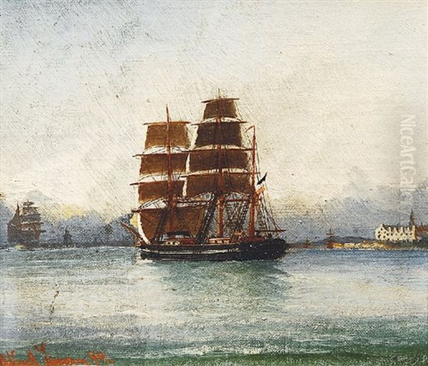 Segler Vor Kronborg Oil Painting by Alfred Serenius Jensen