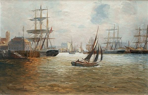 Hafen Von Wismar Oil Painting by Alfred Serenius Jensen