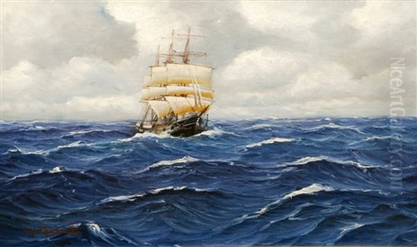 Dreimastbark Auf Hoher See Oil Painting by Alfred Serenius Jensen