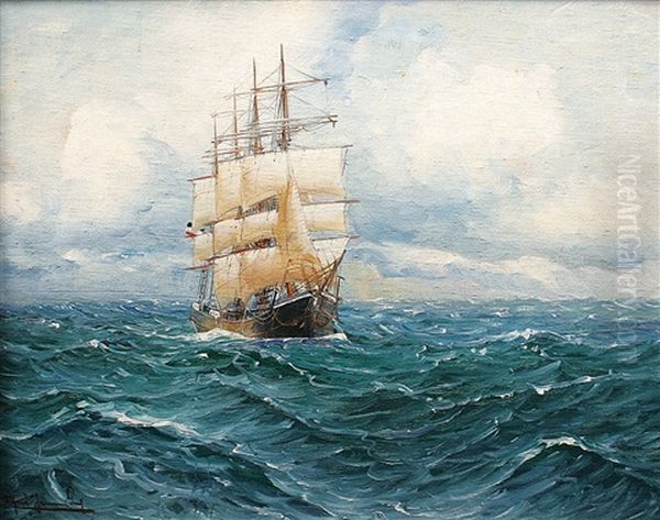 Viermaster Auf Hoher See Oil Painting by Alfred Serenius Jensen