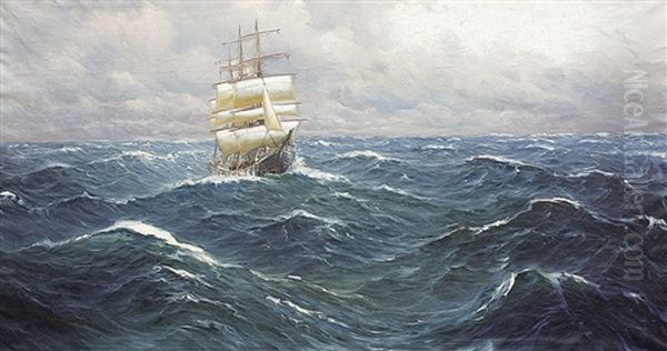 Viermastbark Auf Hoher See Oil Painting by Alfred Serenius Jensen