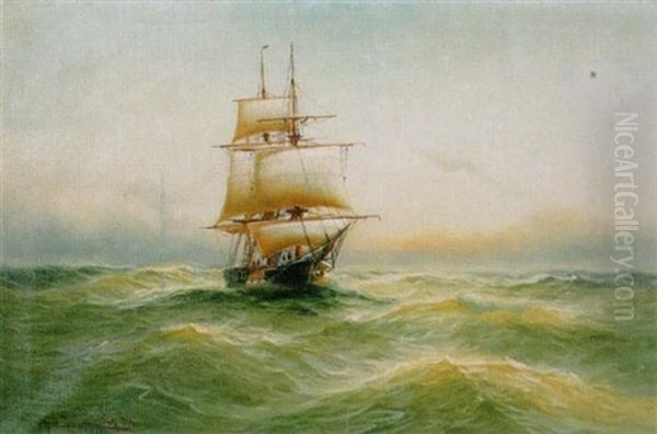 Segelschiff Auf Hoher See Oil Painting by Alfred Serenius Jensen