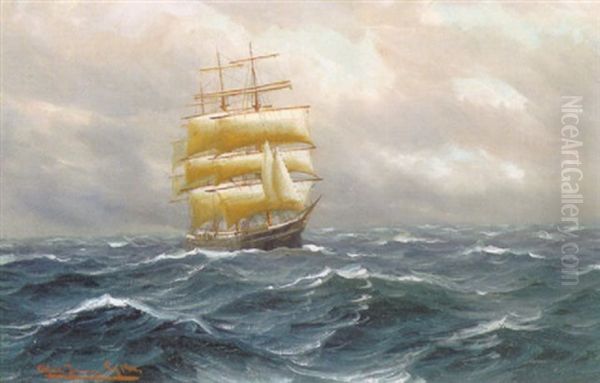 Vollschiff Im Nordwest Passat Oil Painting by Alfred Serenius Jensen