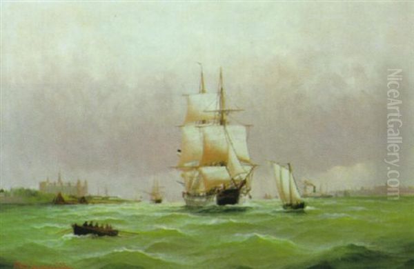 Im Sund Bei Helsingor Oil Painting by Alfred Serenius Jensen