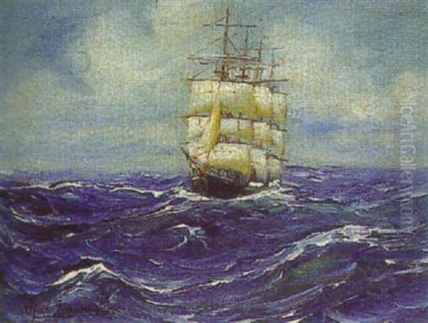 Weise Viermastbark Auf Hoher See Oil Painting by Alfred Serenius Jensen