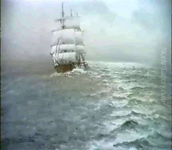 Segelschiff Auf Hoher See Oil Painting by Alfred Serenius Jensen