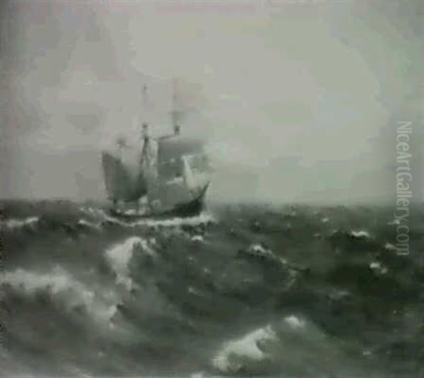 Segelschiff Auf Hoher See Oil Painting by Alfred Serenius Jensen