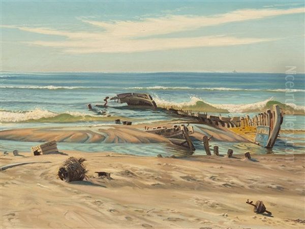 Wrack At Skagen Oil Painting by Carl Milton Jensen