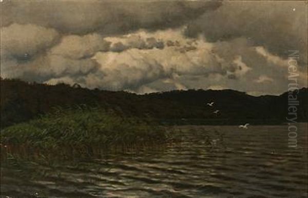 View From Skarrit Lake, Denmark Oil Painting by Carl Milton Jensen