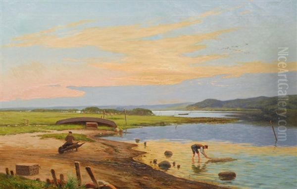 Summer Evening With Fishermen Oil Painting by Carl Milton Jensen