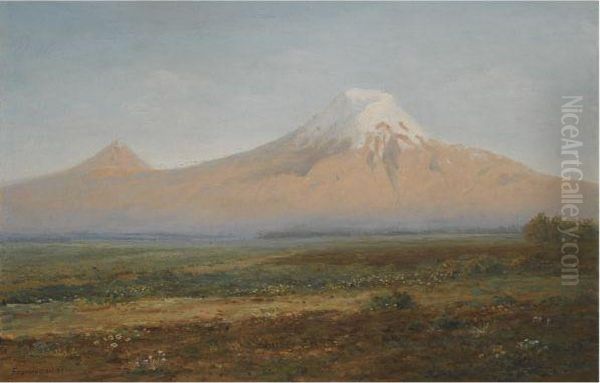 View Of Mount Ararat Oil Painting by Georgy Z. Bashinzhagyan