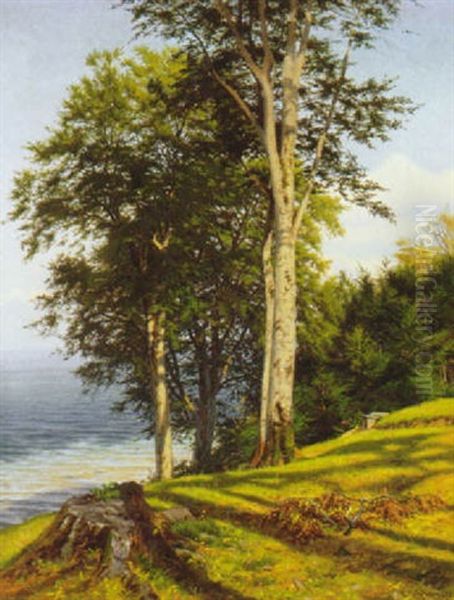 Kystparti Fra Moesgard Oil Painting by Carl Milton Jensen