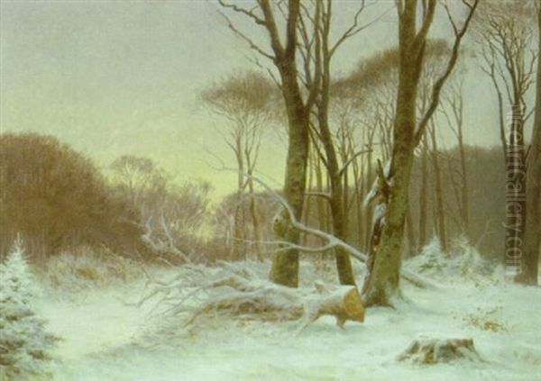 Skovparti, Vinter Oil Painting by Carl Milton Jensen