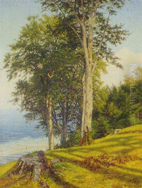 Kystparti Fra Moesgard Oil Painting by Carl Milton Jensen