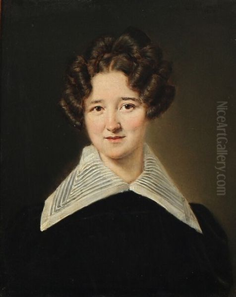 Portrait Of Augusta Collin Nee Petzholdt (1801-1865) Oil Painting by Christian Albrecht Jensen