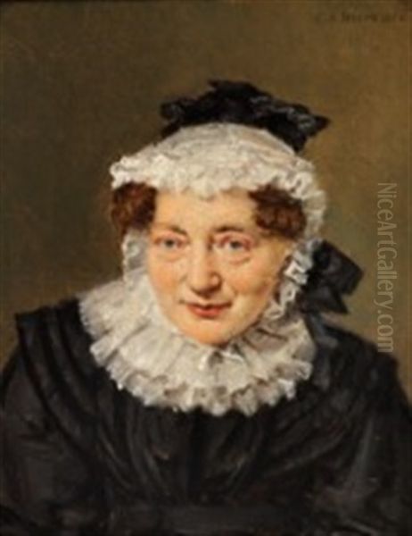 Portrait Of Elisabeth Christine Sophie Horrebow Nee Manthey Oil Painting by Christian Albrecht Jensen