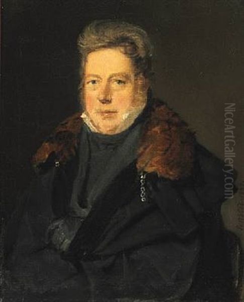 Portrait Of Archaeologist And Professor Peter Ole (oluf) Brondsted (1780-1842) Oil Painting by Christian Albrecht Jensen