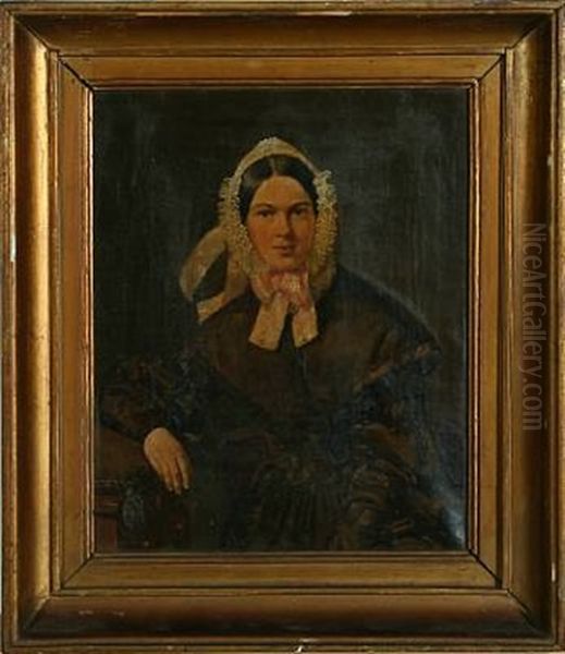 Portrait Of Hanne Thiele, Born Aagesen Oil Painting by Christian Albrecht Jensen