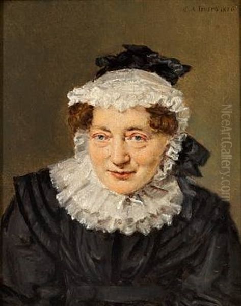 Portrait Of Elisabeth Christine Sophie Horrebow Nee Manthey Oil Painting by Christian Albrecht Jensen