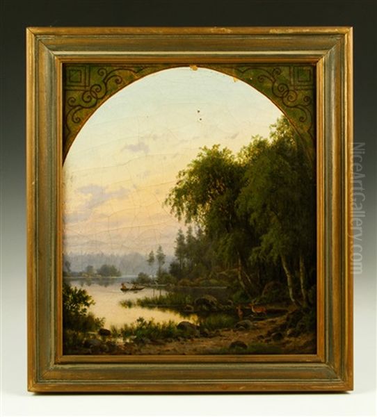 Landscape With Lake Oil Painting by Edvard Michael Jensen