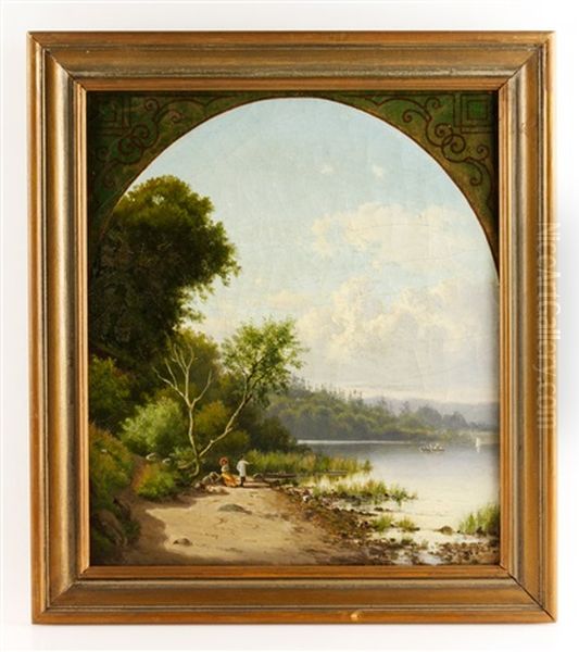 Landscape With Lake Oil Painting by Edvard Michael Jensen