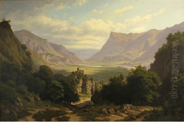 Tyrolean Landscape Oil Painting by Edvard Michael Jensen