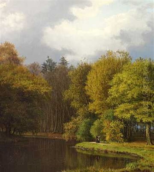 I Skovens Dybe Stille Ro Oil Painting by Edvard Michael Jensen