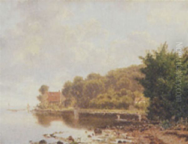 Paa Stranden Ved Bellevue Oil Painting by Edvard Michael Jensen