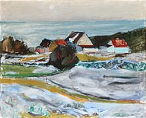 Coastal Landscape With Houses Oil Painting by Einar Herman Jensen