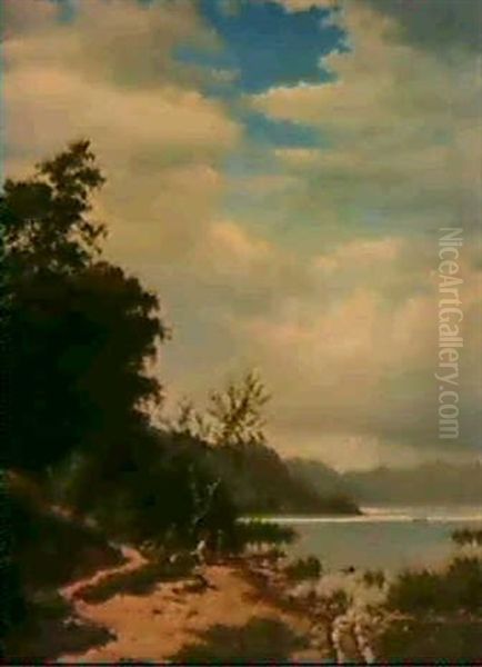 Idylle Am Seeufer Oil Painting by Ellen Margrethe Jensen