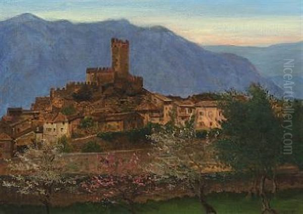 Ved Malcesine, Gardadsoen Oil Painting by Gabriel Jensen