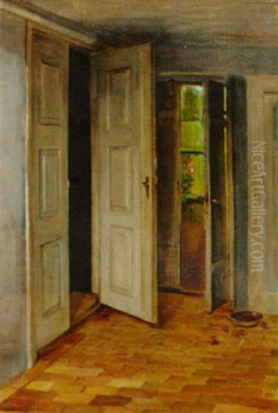 A Danish Interior Oil Painting by Gabriel Jensen