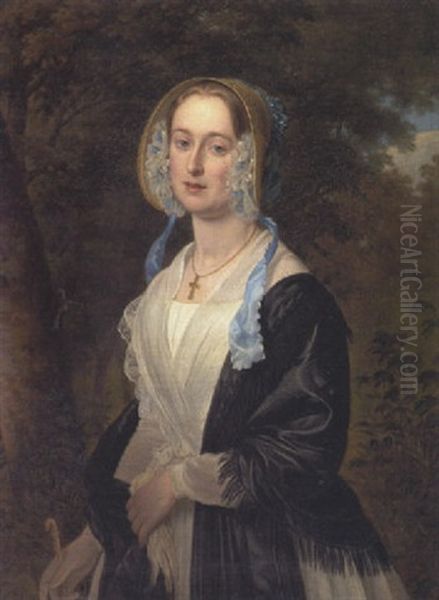 Portraet Af Agnes Drake Gift Med William Wain, Medejeren Af Skibsvaerftet Burmeister & Wain Oil Painting by Hans Christian Jensen