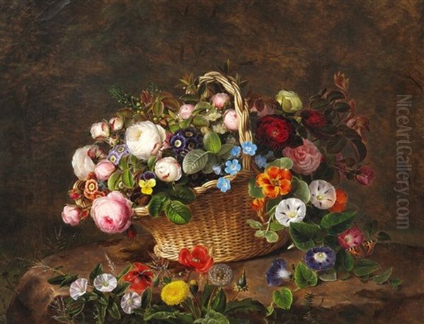 Flower Stilleben Oil Painting by Johan Laurentz Jensen