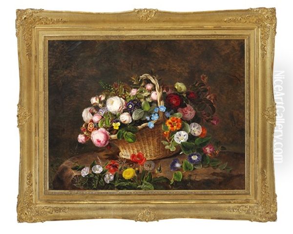 Flower Still Life Oil Painting by Johan Laurentz Jensen