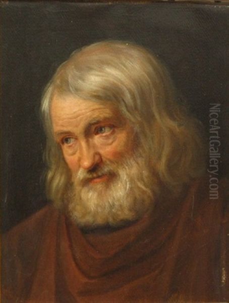 Portraet Er En Aeldre Mand Med Grat Har Og Skaeg Oil Painting by Johannes V. Jensen