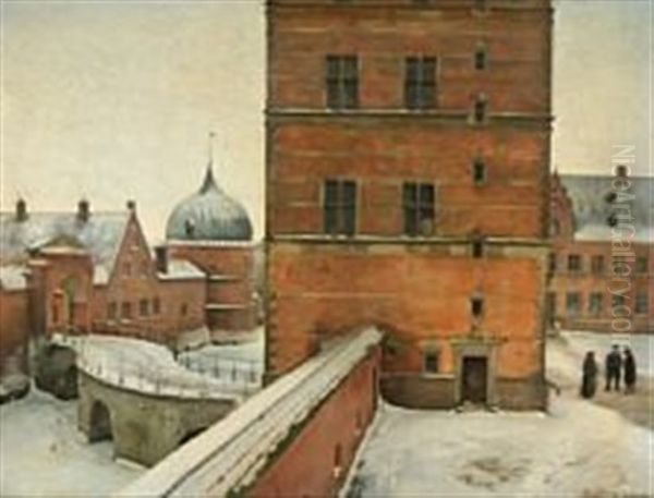 Porttaarnet Og S-broen Paa Frederiksborg Oil Painting by Karl Jensen