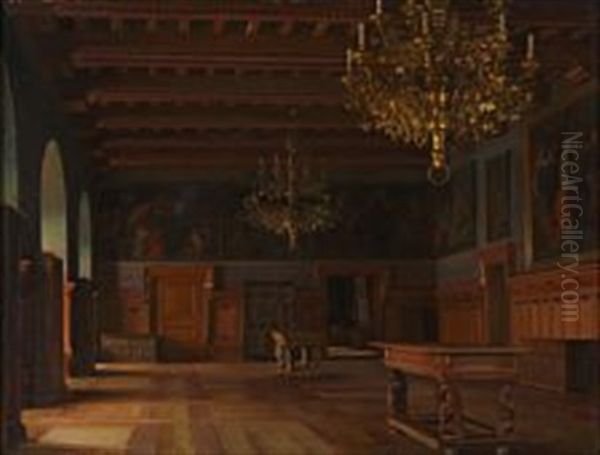 Valdemar Hall At Frederiksborg Castle In Denmark Oil Painting by Karl Jensen