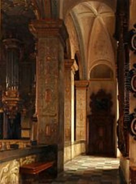 Church Interior From Frederiksborg Castle Oil Painting by Karl Jensen