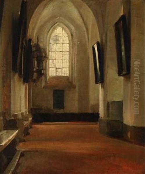 Vestre Sideskib I Mariekirken (sct. Mariae Kirke) I Helsingor Oil Painting by Karl Jensen