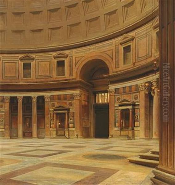 Det Indre Af Pantheon I Rom Oil Painting by Karl Jensen