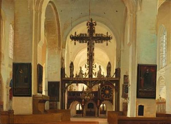 Domkirken I Lubeck Oil Painting by Karl Jensen