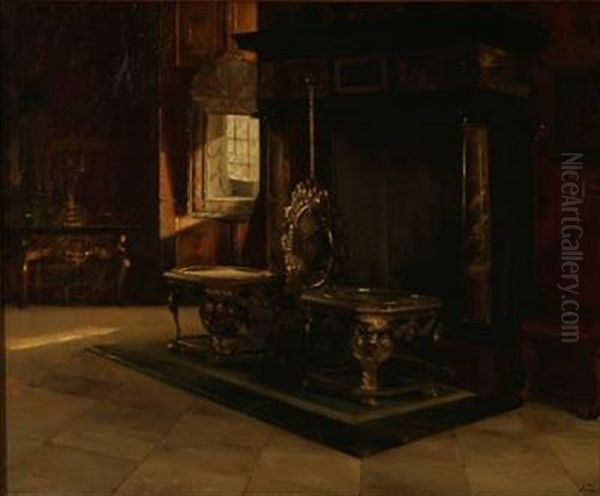 Interior From Rosenborg Castle, The King's Apartment Oil Painting by Karl Jensen