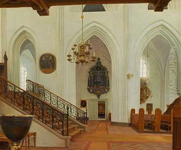 Interior Fra Sct. Knuds Kirke, Odense Oil Painting by Karl Jensen