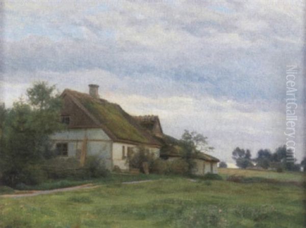 Sommerlandskab Med Gard Oil Painting by Karl Jensen