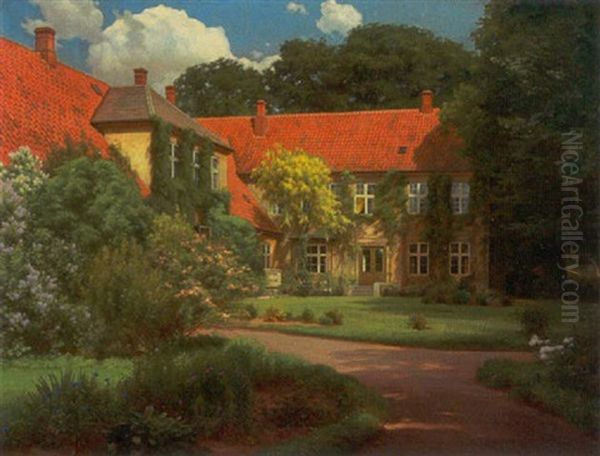 Den Gamle Bispegaard I Odense Oil Painting by Karl Jensen