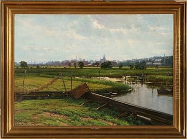 Summer Day Near Randers, Denmark Oil Painting by Louis Isak Napoleon Jensen