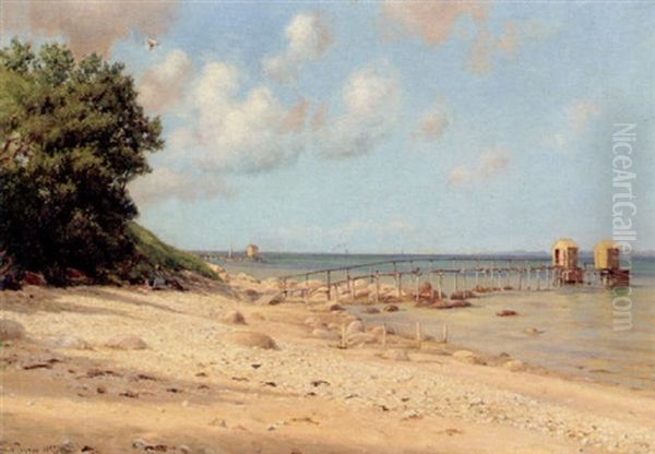 Strandbillede Oil Painting by Louis Isak Napoleon Jensen