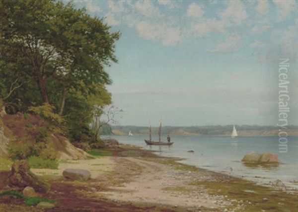 Stille Dag I Svendborgsund Oil Painting by Louis Isak Napoleon Jensen